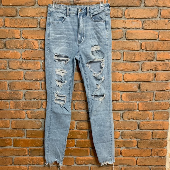 American Eagle Outfitters Denim - American Eagle 360 Next Level Stretch Highest Rise Jegging Jeans Blue - 8 Long